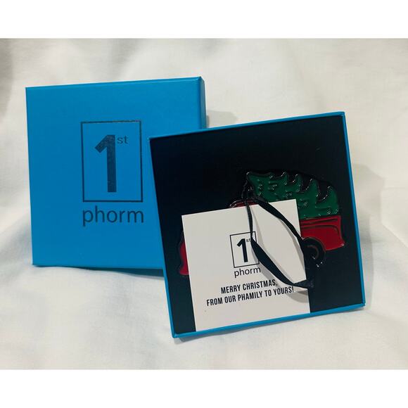 1st Phorm old red truck with Christmas tree ornament NIB holiday collectible - Picture 4 of 7